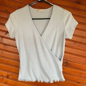 Low Cut Shirred Fitted Top